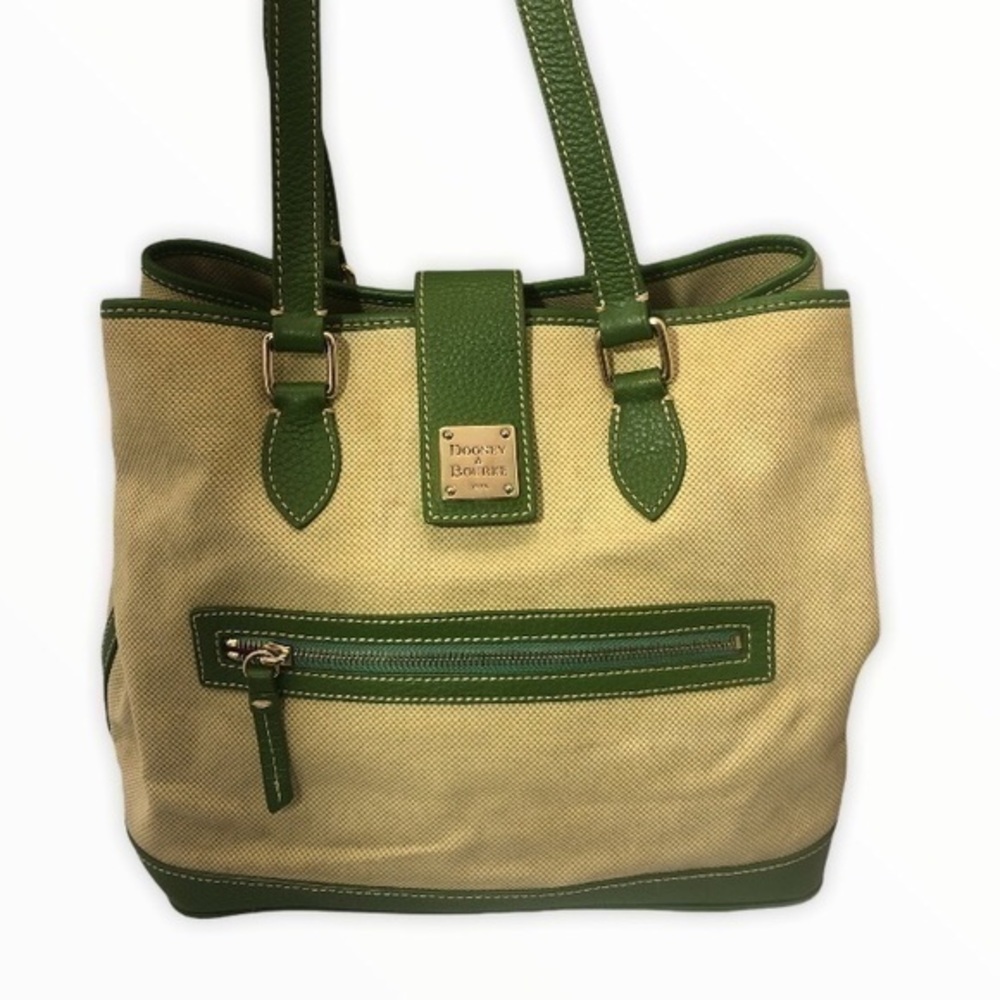 DOONEY and bourke green leather canvas tote bag